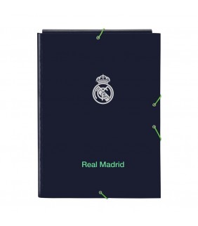CARPETA CARTON FOLIO GOMA SOLAPAS REAL MADRID Azul