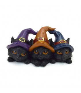 Figura Trío de Brujas Gato Negro con Sombreros de 