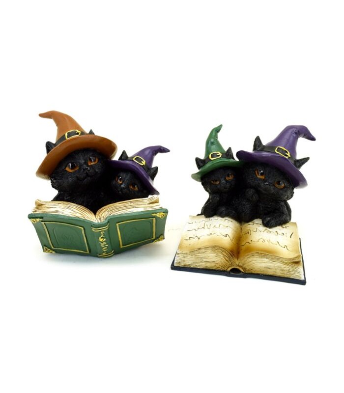 Figura Libro de Hechizos Brujas Gato Negro Travies