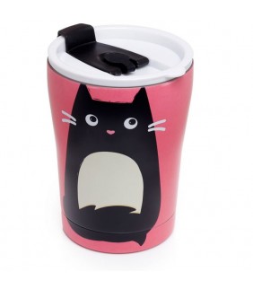 Vaso reutilizable térmico frío/calor Gato Rosa