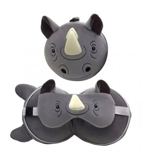 Almohada de Viaje con Antifaz  Rinoceronte