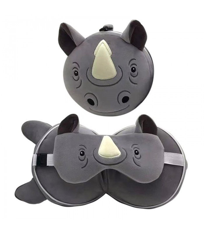 Almohada de Viaje con Antifaz  Rinoceronte