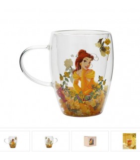 Taza cristal flores secas Bella Princesas Disney