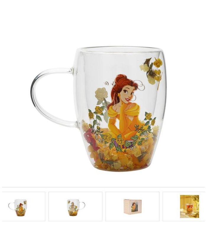 Taza cristal flores secas Bella Princesas Disney