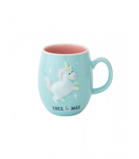 TAZA CON RELIEVE DE UNICORNIO - ERES LO MAS