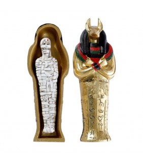 Figura Egipto Sarcófago Egipcio Anubis con Momia