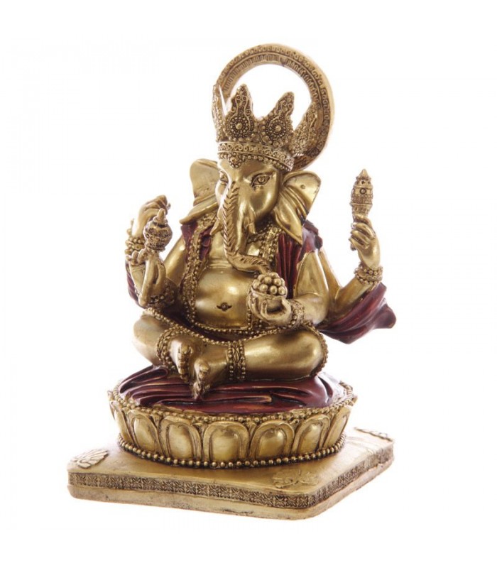 Figura Ganesh Dorada y Roja 14cm