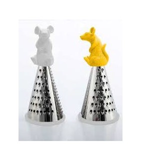 Rallador de queso  acero inox  con ratón amarillo