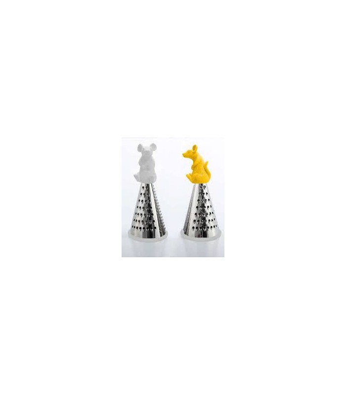 Rallador de queso  acero inox  con ratón amarillo