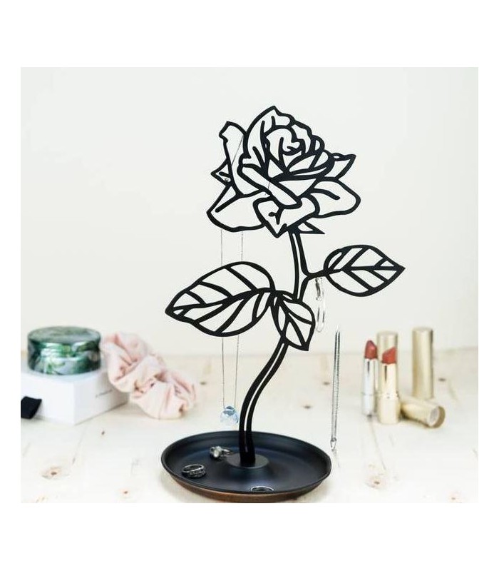 Joyero forma de rosa Negro 30x18cm