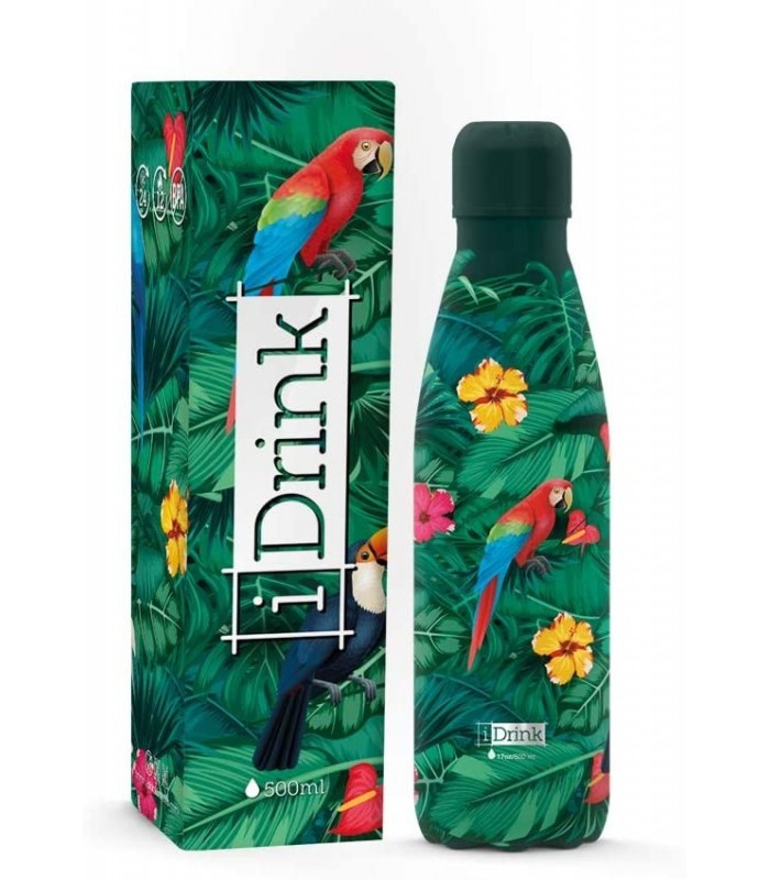 BOTELLA TÉRMICA METÁLICA 500ML AVES TROPICALES