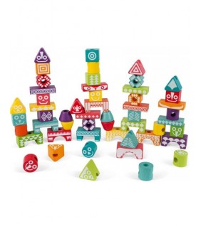 3-6AÑOS Set 52 piezas de madera apilar y dar forma