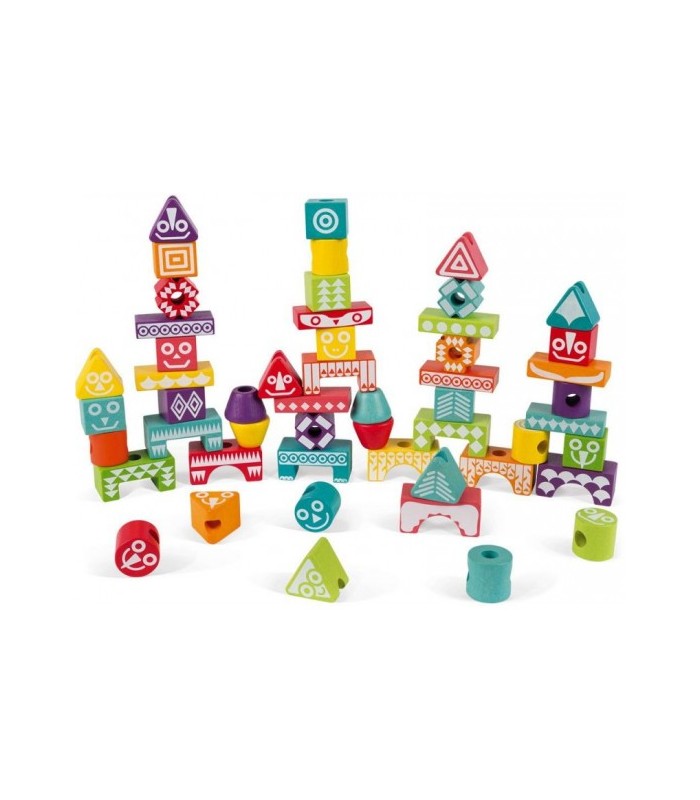 3-6AÑOS Set 52 piezas de madera apilar y dar forma