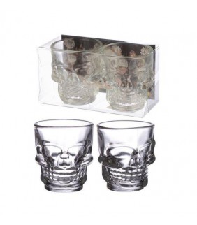 VASOS DE CHUPITO DE CRISTAL CALAVERA SET DE 2 UNDS