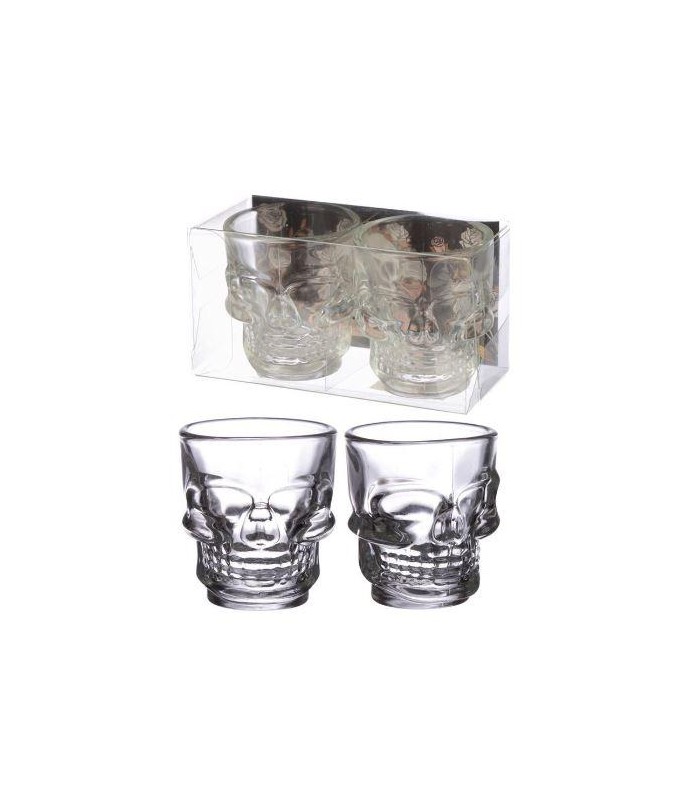 VASOS DE CHUPITO DE CRISTAL CALAVERA SET DE 2 UNDS