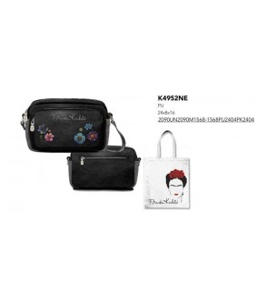 BANDOLERA FRIDA KAHLO FLOWERS NEGRA