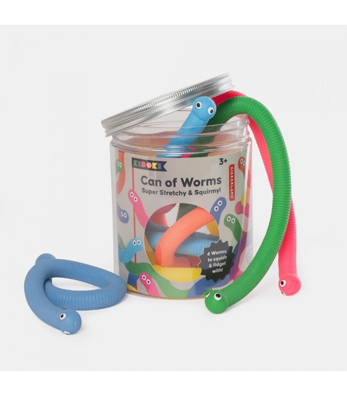 Tarro 6 gusanos elásticos colores plástico PET Kid