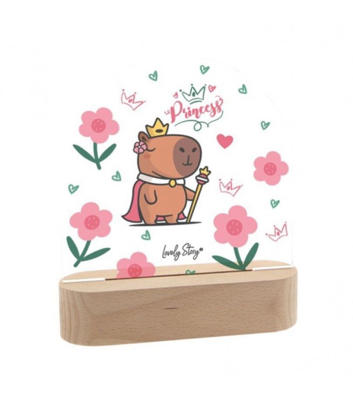 LÁMPARA DE MADERA CON ROTULADOR Capibara