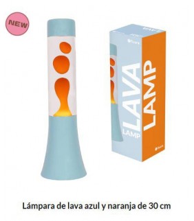 LAMPARA DE LAVA MINI AZUL Y NARANJA 