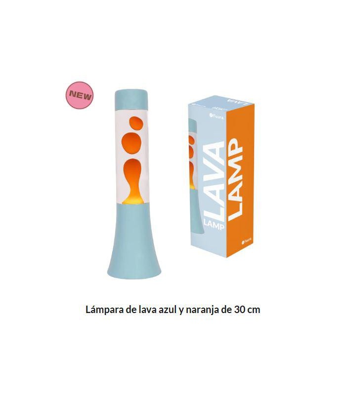 LAMPARA DE LAVA MINI AZUL Y NARANJA 