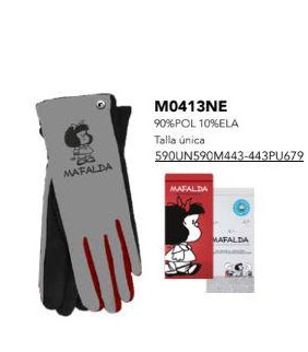 GUANTES MAFALDAS GRISES Y ROJOS