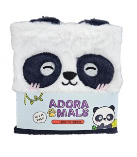 Libreta Peluda A5 a Rayas Oso Panda Adoramal