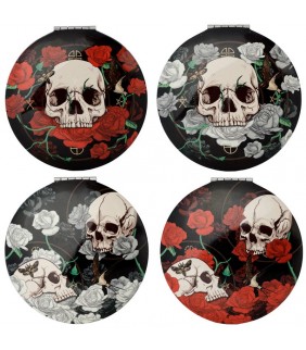 Espejo de Bolsillo Calavera y Rosas