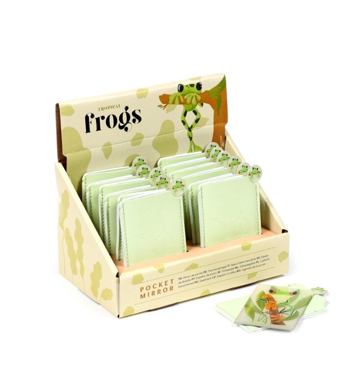 Espejo de Bolsillo con Funda Ranas Tropicales