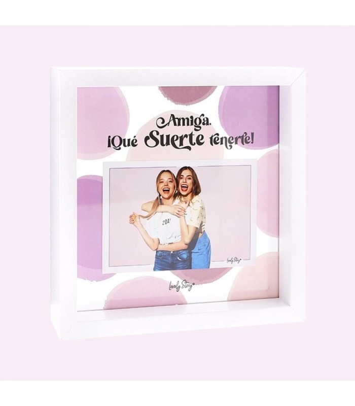 MARCO DE FOTOS DE MADERA COLOR BLANCO - AMIGA  ¡QU