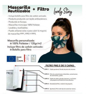 Mascarilla Tropical adulto con filtro homologada 