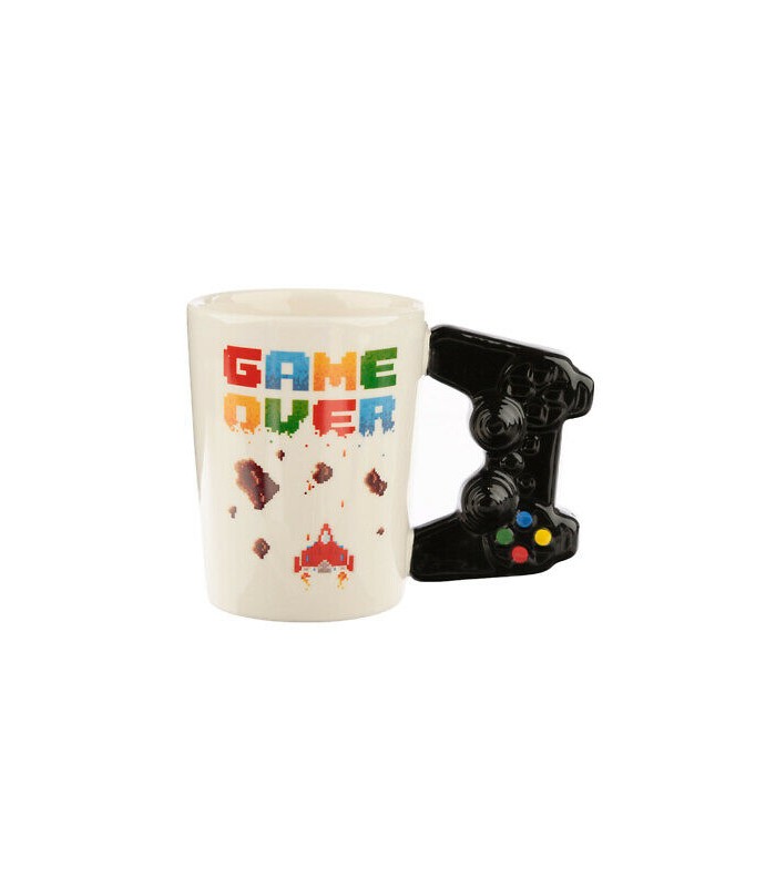 Taza Game Over forma mando y dibujo Píxel