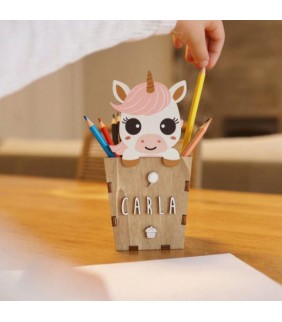 Portalápices Unicornio personalizado en madera
