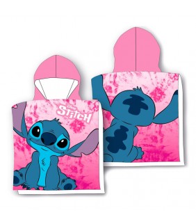 Poncho toalla Stitch Disney microfibra Rosa