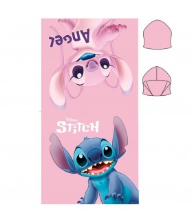 Poncho toalla Stitch Disney microfibra Rosa/Azul