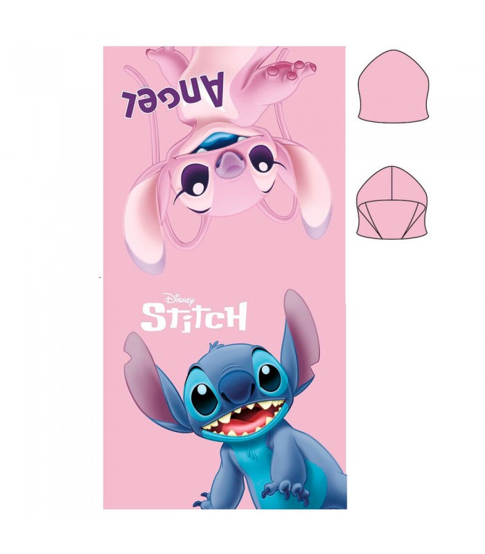 Poncho toalla Stitch Disney microfibra Rosa/Azul