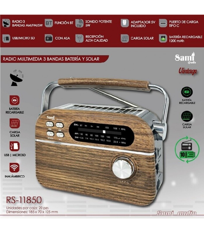 Radio Solar Bateria Multimedia 3 Bandas