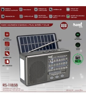 MINI RADIO SOLAR PLATEADA 