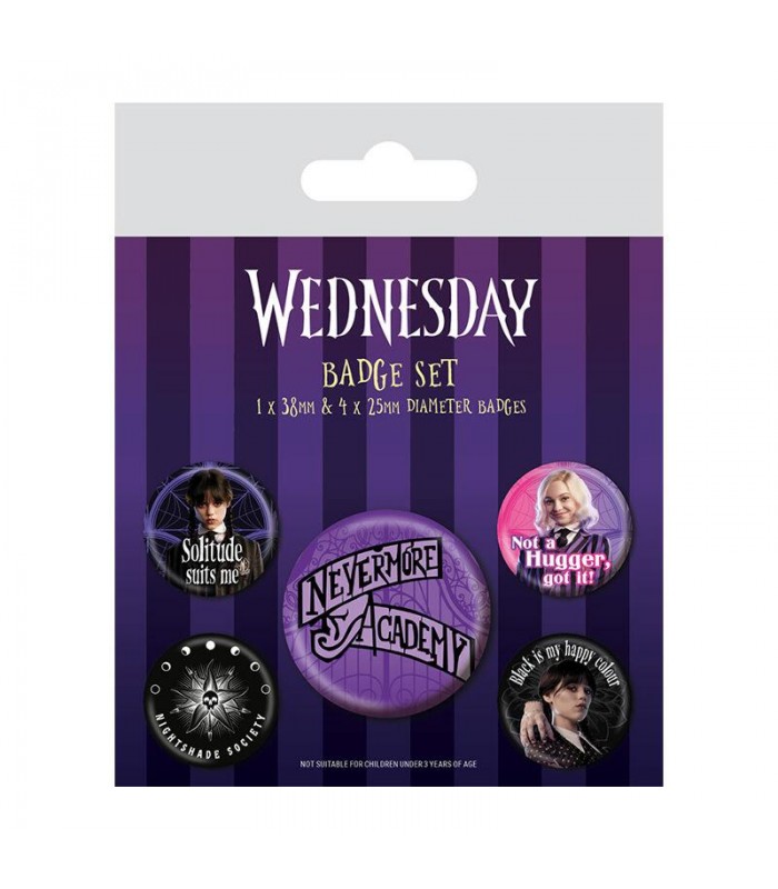 Set de 4 chapas Wednesday  Nevermore Academy 