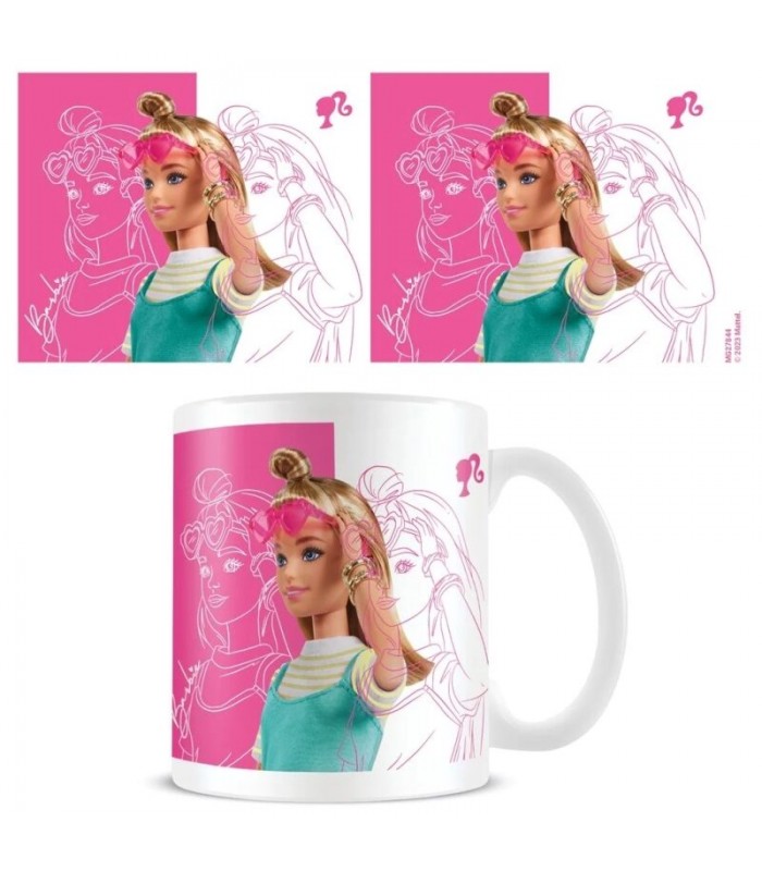 Taza Barbie Girl rosa y blanco 315ml