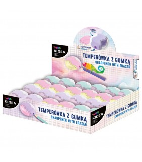 SACAPUNTAS Y GOMA BORRAR REDONDOS COLORES PASTEL 