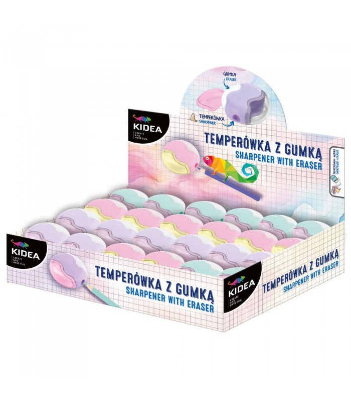 SACAPUNTAS Y GOMA BORRAR REDONDOS COLORES PASTEL 