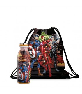 Set botella térmica  bolsa ajustable Avengers
