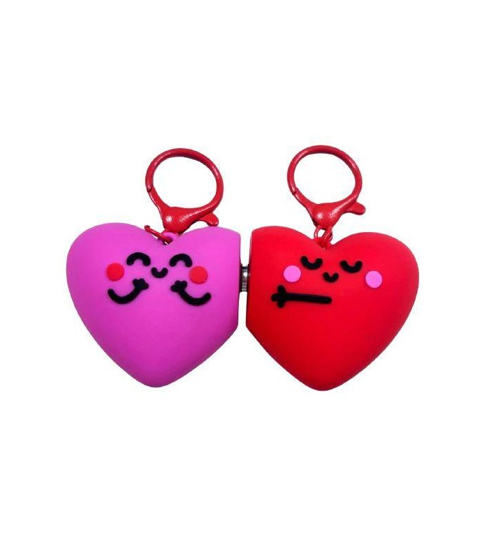 SET DE 2 LLAVEROS CORAZONES FUCSIA Y ROJO