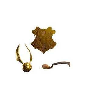 SET DE 3 ADORNOS NAVIDAD SNITCH DORADA