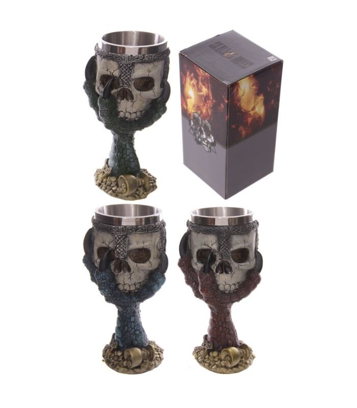 Copa Decorativa Calavera y Garra de Dragón