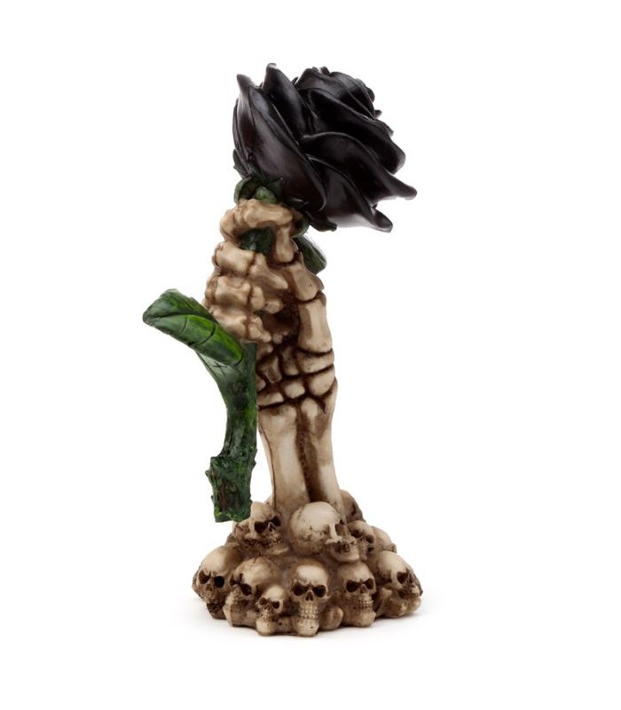 Figura Calavera Mano de Equeleto Sujetando una Ros