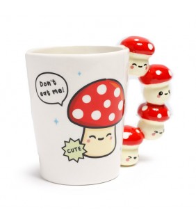 Taza de Cerámica Asa con Forma de Champiñón