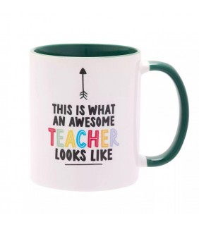 Hullabaloo Mug Green Inside 11oz  Awesome Teacher 