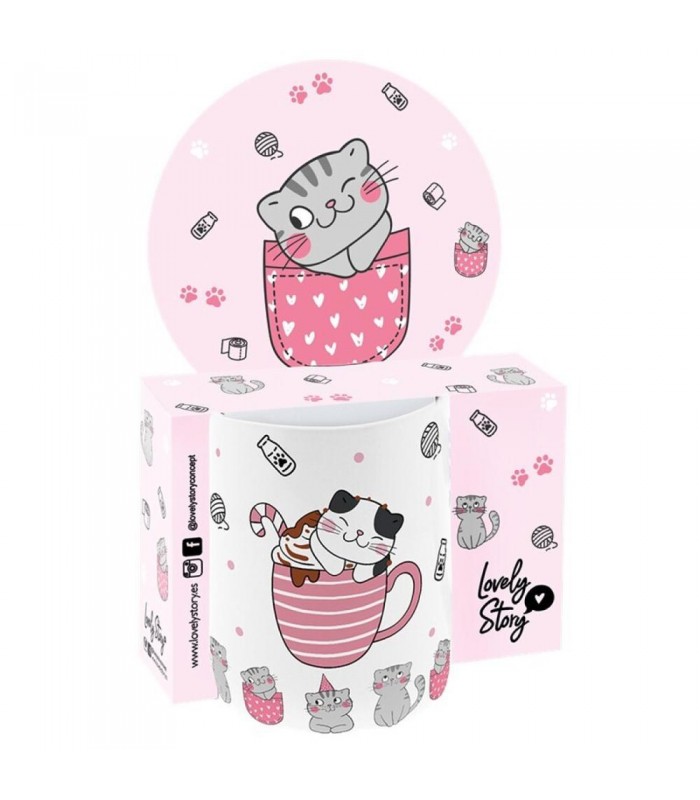 TAZA / MUG 330ML - CATS - PINK