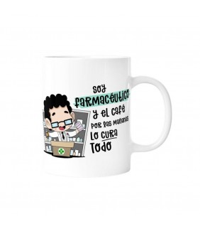 TAZA - SOY FARMACÉUTICO Y EL CAFÉ POR LAS MAÑANAS 
